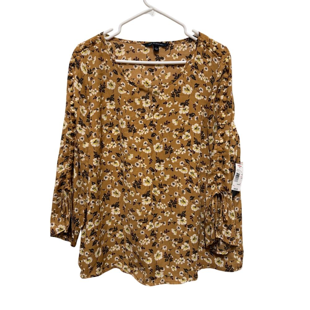 NWT Womens Lightweight Dress shirt Large Brown floral pattern